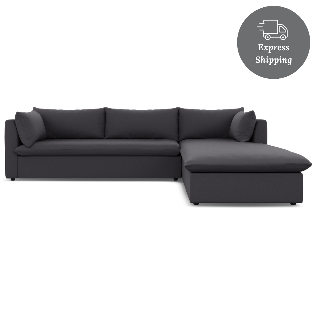 Lira Luxe L Shape Medium Right - FibreGuard Graphite (Express)