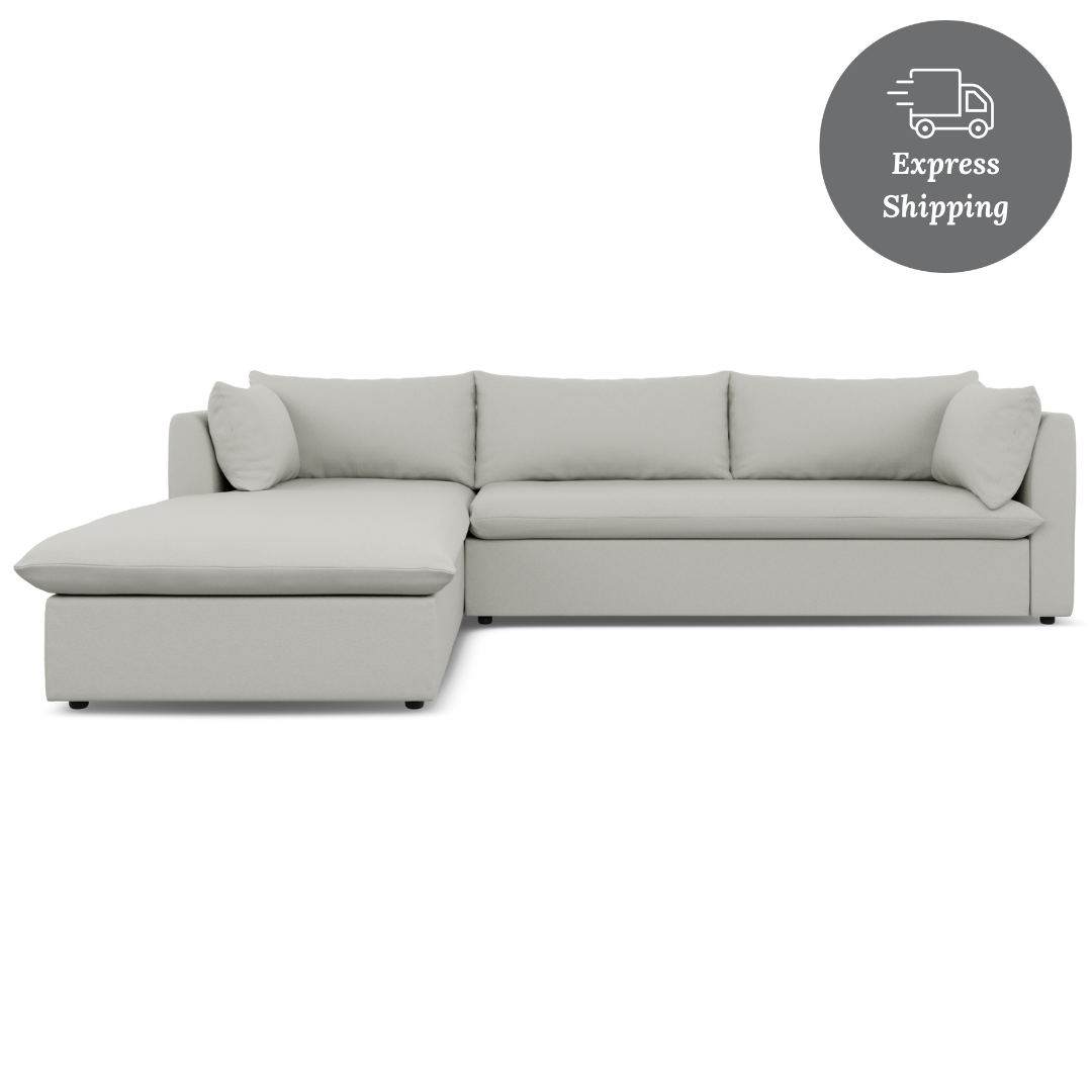 Lira Luxe L Shape Medium Left - FibreGuard Ivory (Express)